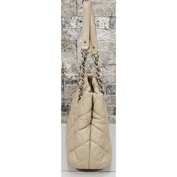 Kate Spade Purse Quilted Leather Chain Straps Gold Coast Maryanne Satchel Beige - Picture 9 of 16